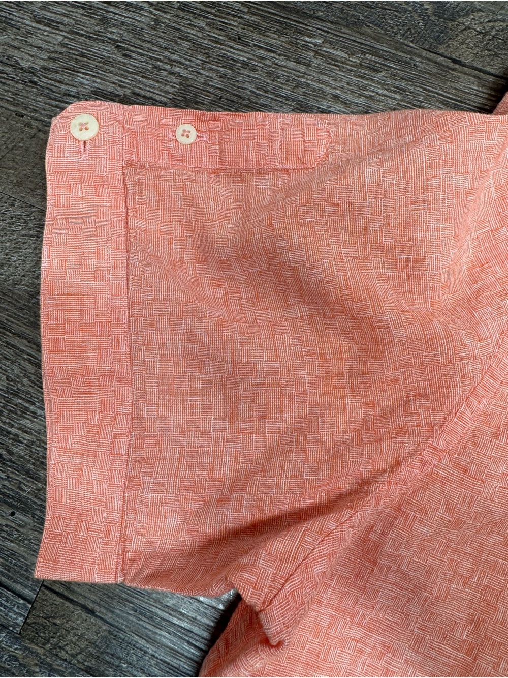 Robert Graham Linen Coral Short Sleeve Button-Down Shirt SZ L - Picture 5 of 11